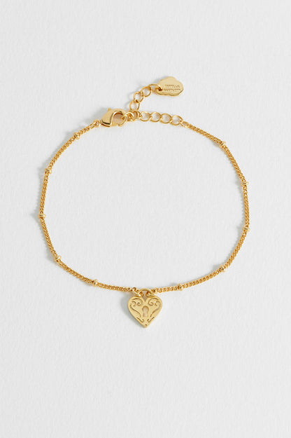 Engraved Heart Padlock Bracelet