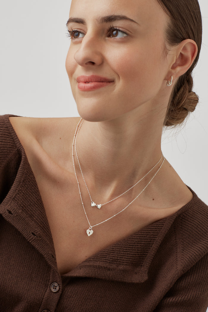 Engraved Heart Padlock Necklace