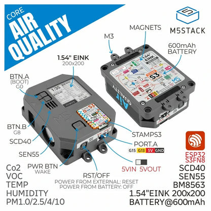 [EOL] Air Quality Kit w/ M5StampS3 (SEN55, SCD40) - m5stack-store