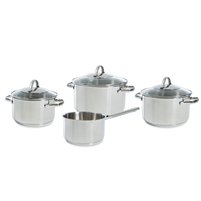Essentials pannenset 4-delig zilver vooraanzicht