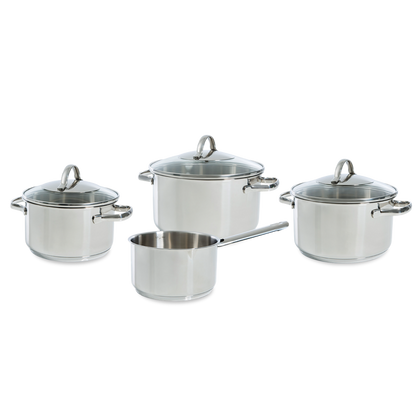 Essentials pannenset 4-delig zilver vooraanzicht