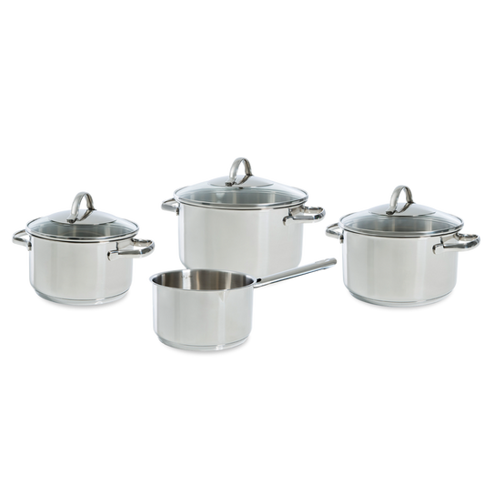 Essentials pannenset 4-delig zilver vooraanzicht