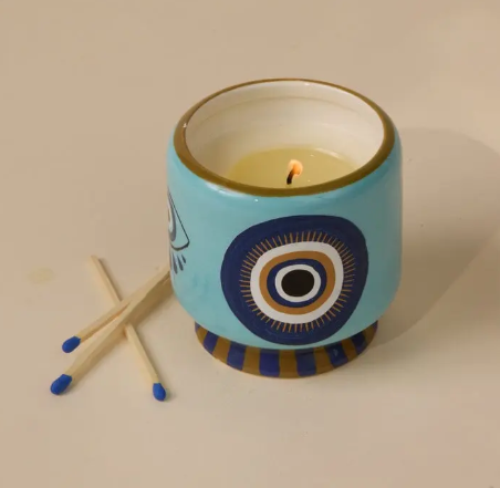 EYE CERAMIC CANDLE INCENSE & SMOKE 8OZ