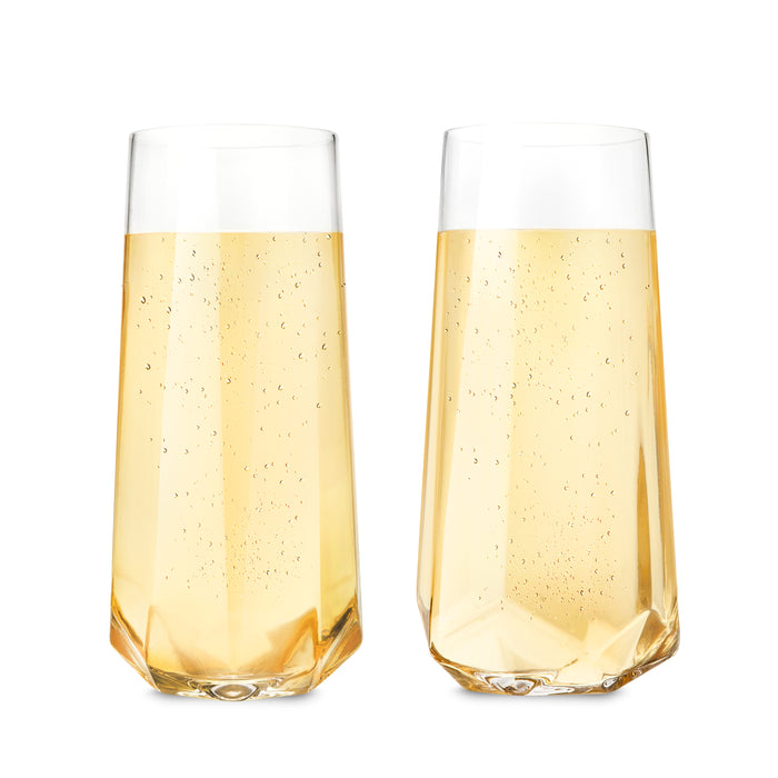 FACETED CRYSTAL STEMLESS CHAMPAGNE FLUTES