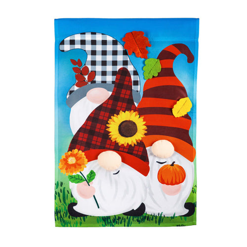 Fall Gnome Trio Garden Flag