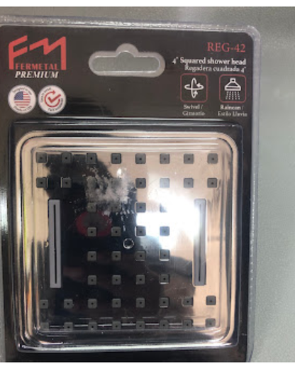 FERMETAL PREMIUM 4" SQUARED SHOWER HEAD - REG-42 MEGA