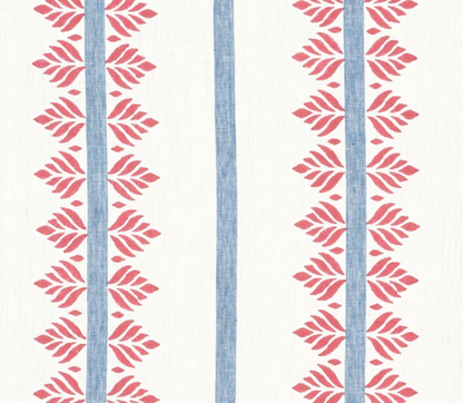 Fern Stripe Pillow Cover in Red and Blue, Thibaut Pillows
