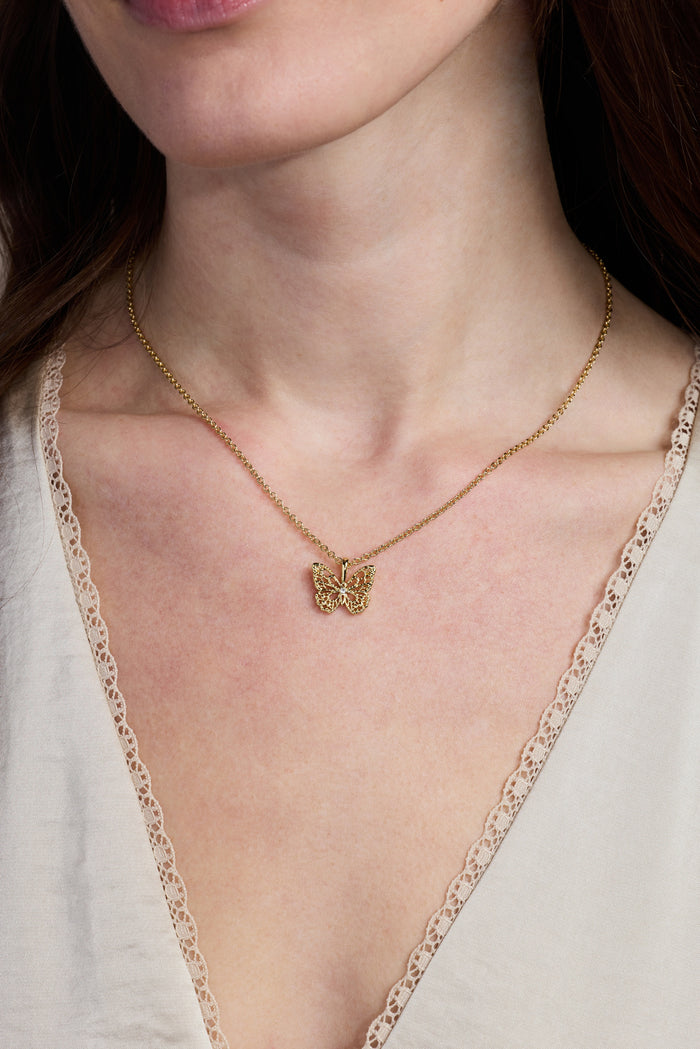 Filigree Butterfly Pendant Necklace