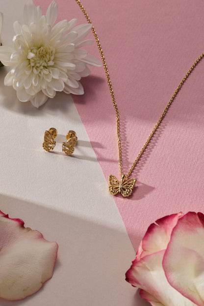 Filigree Butterfly Pendant Necklace