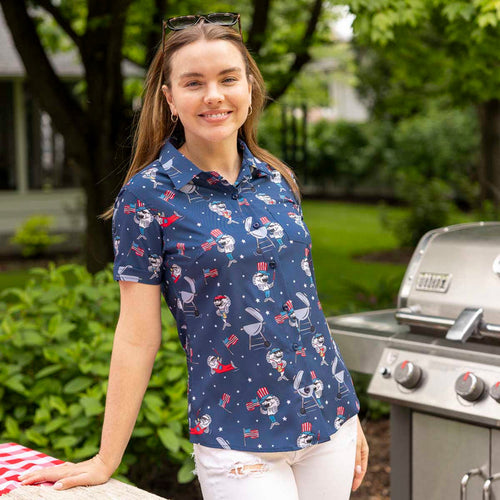 RSVLTS RSVLTS Women's Short Sleeve Shirt "Fins & Freedom" – Women's KUNUFLEX Short Sleeve Shirt