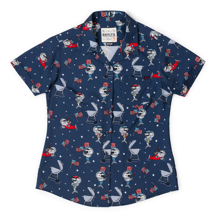 RSVLTS XS RSVLTS American Collection "American Fish" _ Women's KUNUFLEX Short Sleeve Shirt