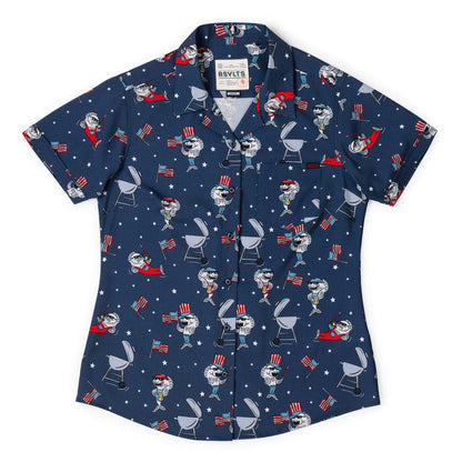 RSVLTS XS RSVLTS American Collection "American Fish" _ Women's KUNUFLEX Short Sleeve Shirt
