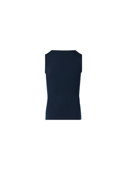 Designer Fitted Modal Stretch Top with Square Neck - navy - blue