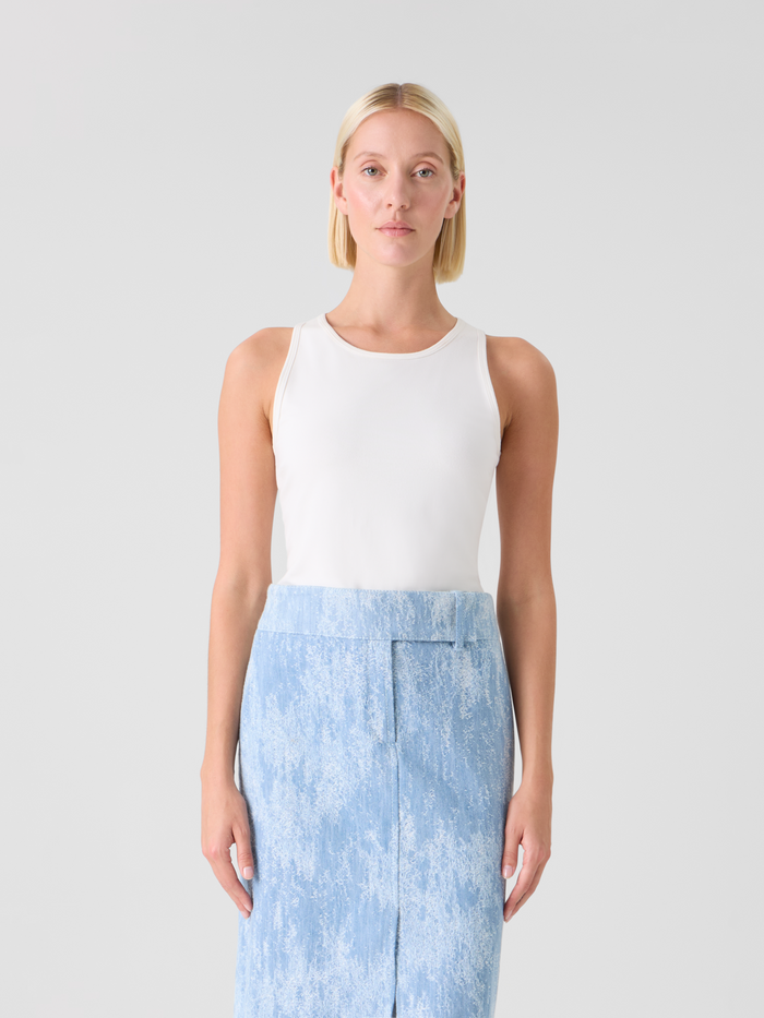 Designer Fitted Speedo Top in Stretch Modal Jersey - ecru #editorial