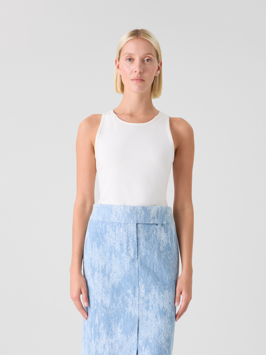 Designer Fitted Speedo Top in Stretch Modal Jersey - ecru #editorial