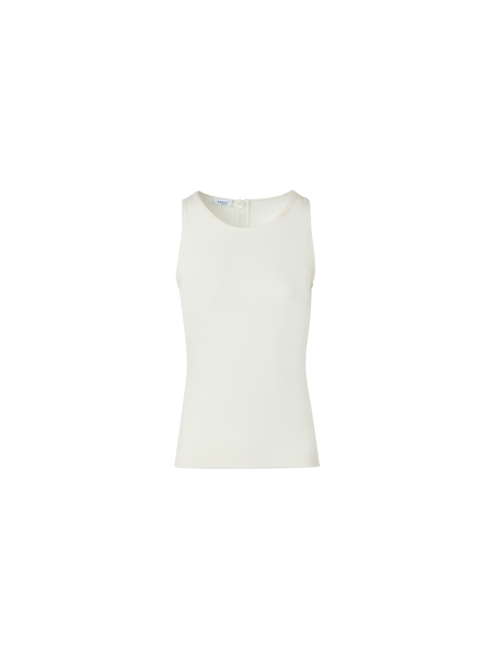 Designer Fitted Speedo Top in Stretch Modal Jersey - ecru