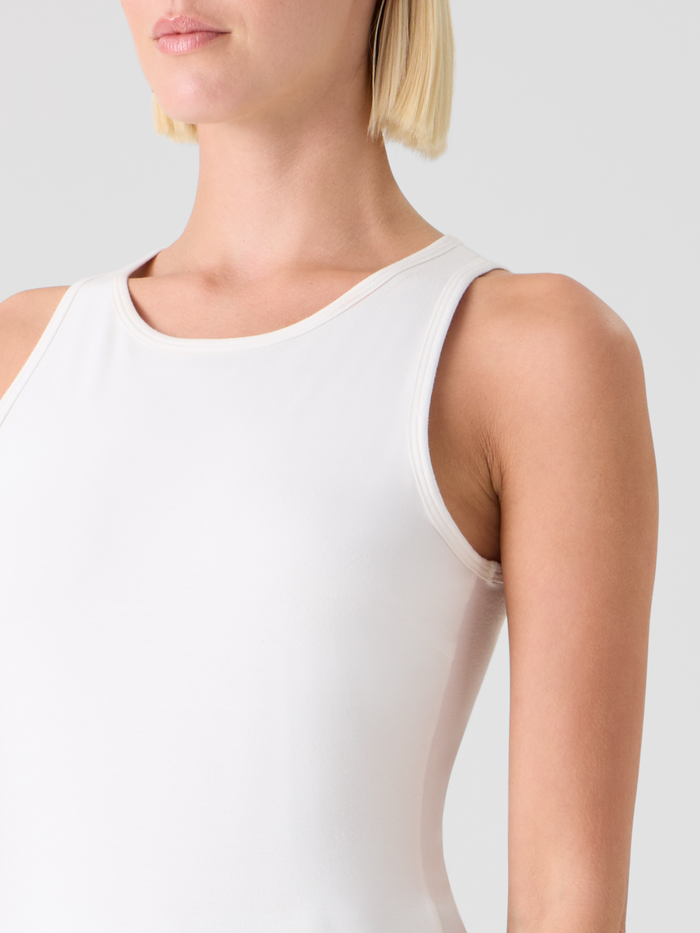 Designer Fitted Speedo Top in Stretch Modal Jersey - ecru #editorial