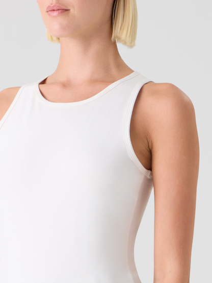 Designer Fitted Speedo Top in Stretch Modal Jersey - ecru #editorial