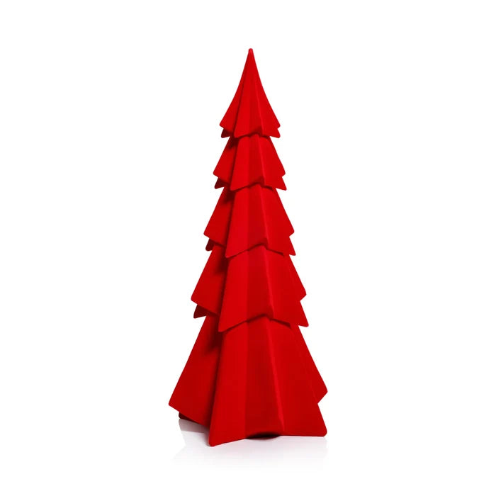 FLOCKED RED TREE 12.5"
