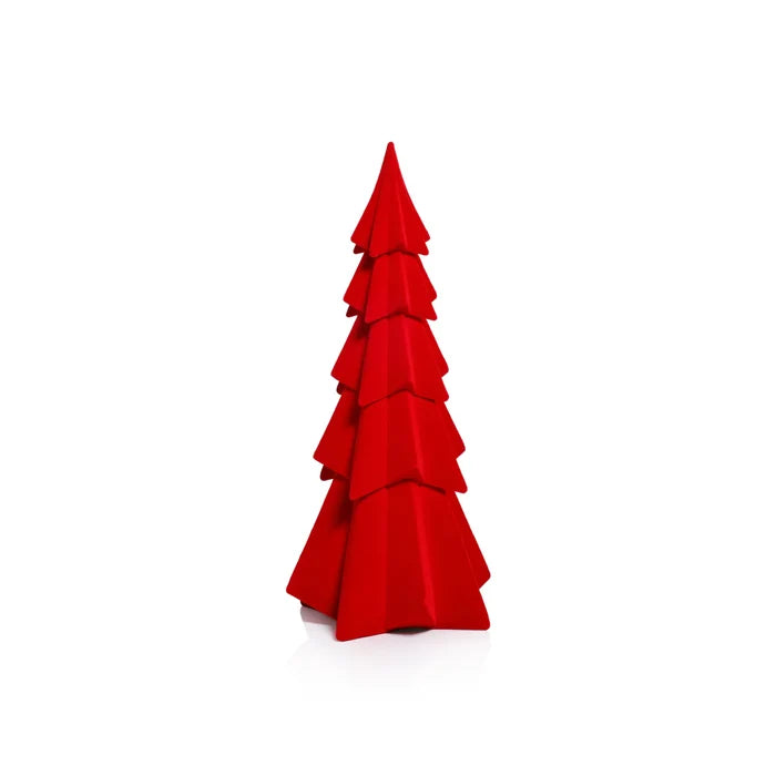 FLOCKED RED TREE 15.5"
