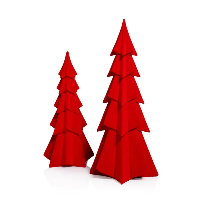FLOCKED RED TREE 15.5"