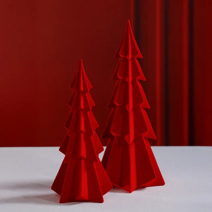 FLOCKED RED TREE 15.5"