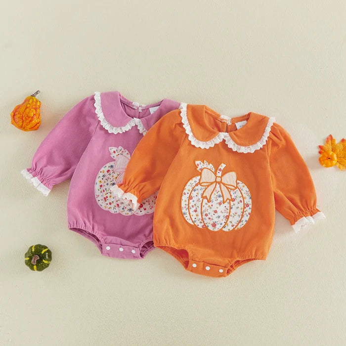 FLORAL PUMPKIN Collar Romper