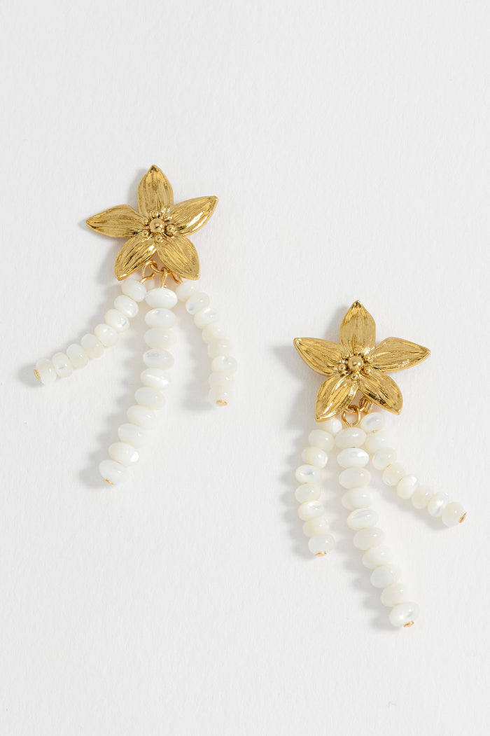 Flower Pearl Drop Earrings