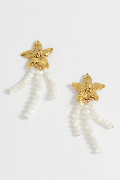 Flower Pearl Drop Earrings