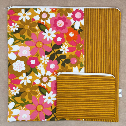 Flower Power  - Project Bag with Coordinating Notions Pouch