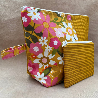 Flower Power  - Project Bag with Coordinating Notions Pouch