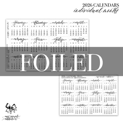FOILED 2026 Calendars - Individual Months | lettering by Jesenia