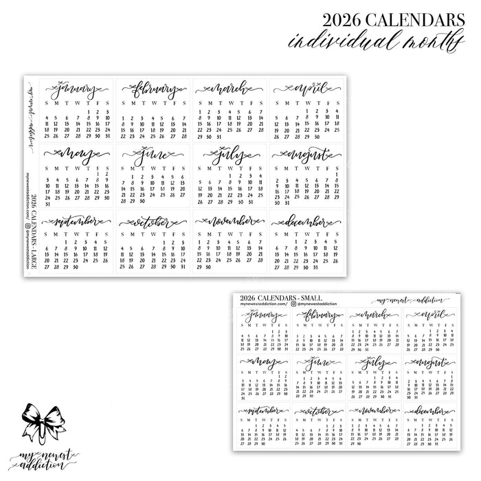 FOILED 2026 Calendars - Individual Months | lettering by Jesenia