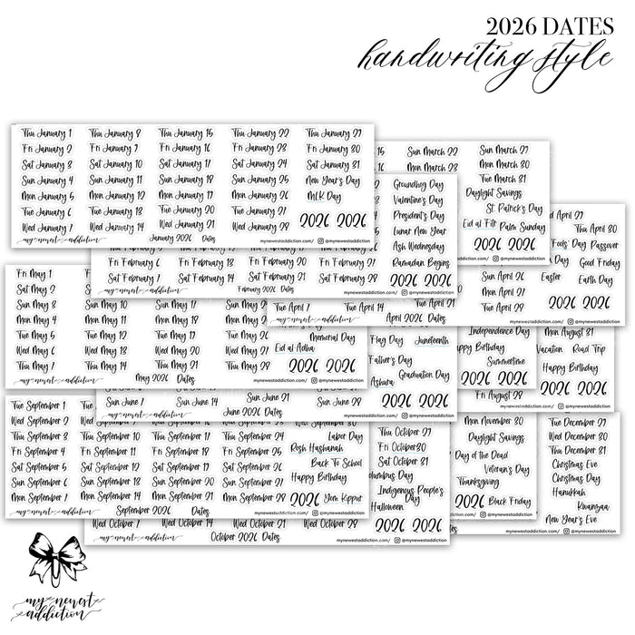 FOILED 2026 DATES - HANDWRITING STYLE