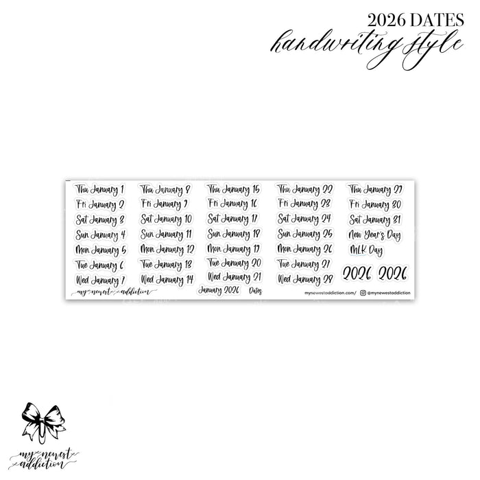 FOILED 2026 DATES - HANDWRITING STYLE