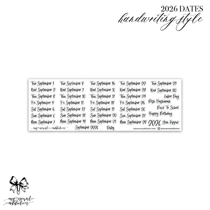 FOILED 2026 DATES - HANDWRITING STYLE