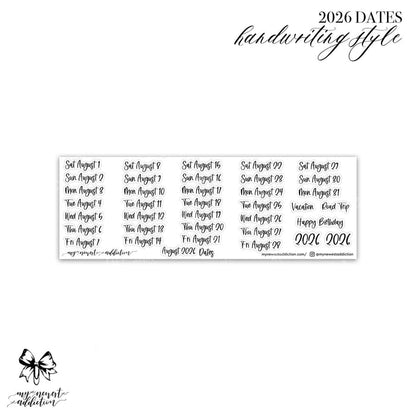 FOILED 2026 DATES - HANDWRITING STYLE