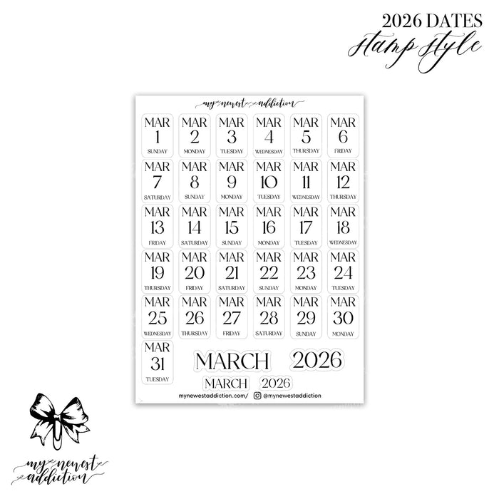 FOILED 2026 DATES - STACKED STYLE