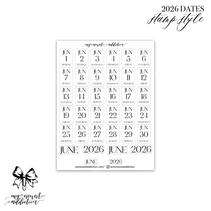 FOILED 2026 DATES - STACKED STYLE
