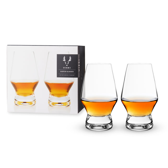 FOOTED CRYSTAL SCOTCH GLASSES