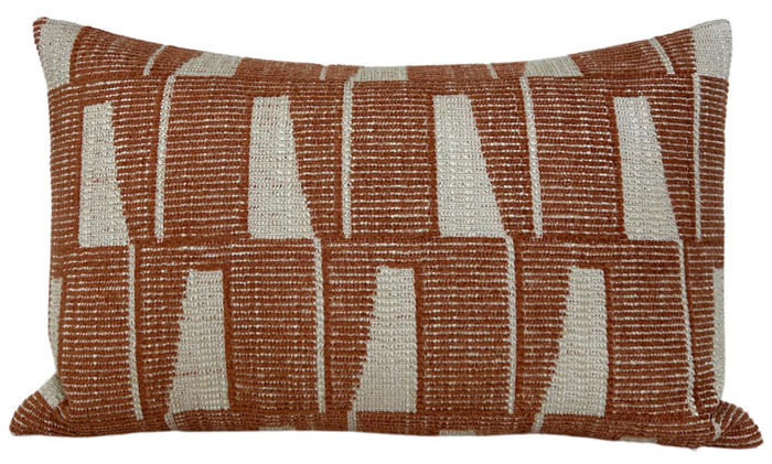 Gaetan Woven Pillow Cover in Terracotta Natural, Schumacher Textiles