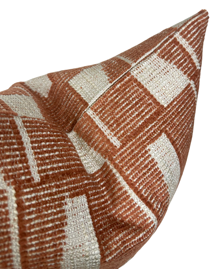 Gaetan Woven Pillow Cover in Terracotta Natural, Schumacher Textiles