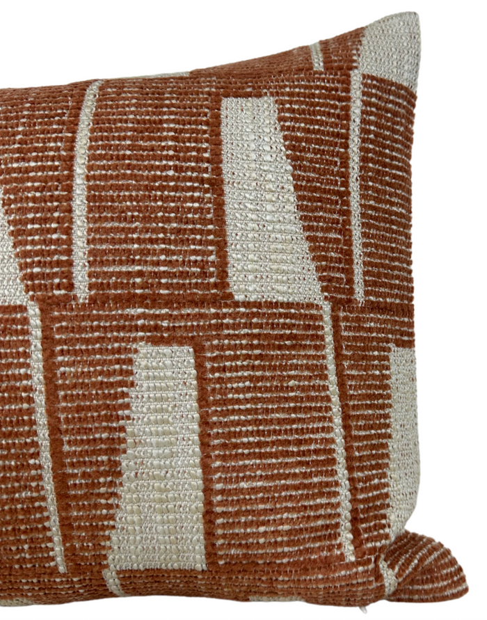 Gaetan Woven Pillow Cover in Terracotta Natural, Schumacher Textiles