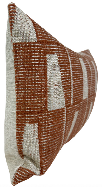 Gaetan Woven Pillow Cover in Terracotta Natural, Schumacher Textiles