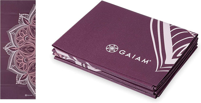 Gaiam Foldable Yoga Mat L68XW24X2MM Thick Cranberry Point