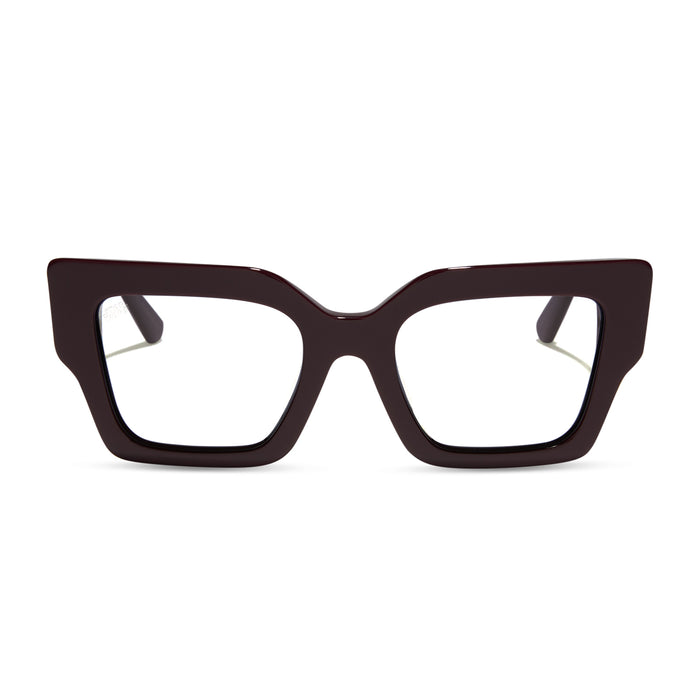 star wars x diff eyewear featuring the general leia™ square prescription glasses with a aubergine purple frame front view