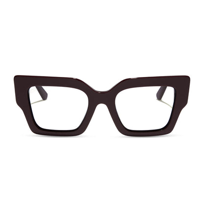 star wars x diff eyewear featuring the general leia™ square prescription glasses with a aubergine purple frame front view