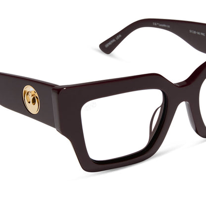 star wars x diff eyewear featuring the general leia™ square prescription glasses with a aubergine purple frame detailed view