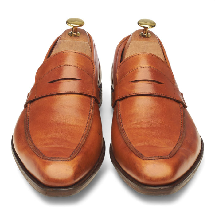 'George' Tan Brown Leather Loafers UK 8.5 E