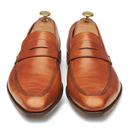 'George' Tan Brown Leather Loafers UK 8.5 E